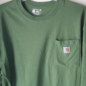 CARHARTT Loose Fit Heavyweight Hiking Long Sleeve T-Shirt Men SZ:XL Green TK5487